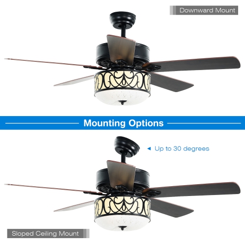 Costway 52" Ceiling Fan W/Light Reversible Blade Adjustable Speed Remote Control
