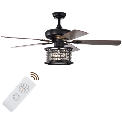 Costway 52" Ceiling Fan with Light Reversible Crystal Ceiling Fan Lamp W/Remote Control