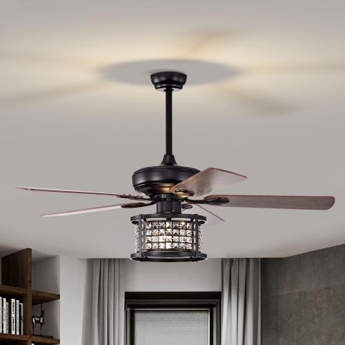 Costway 52" Ceiling Fan with Light Reversible Crystal Ceiling Fan Lamp W/Remote Control