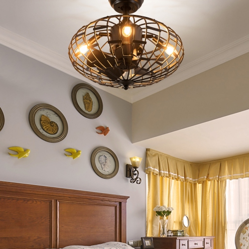 Costway Ceiling Fan with Light, Enclosed Ceiling Fan w/ 5 Blades & Remote Control Black