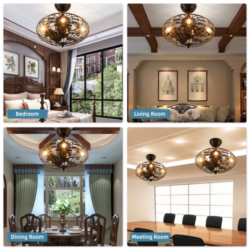 Costway Ceiling Fan with Light, Enclosed Ceiling Fan w/ 5 Blades & Remote Control Black