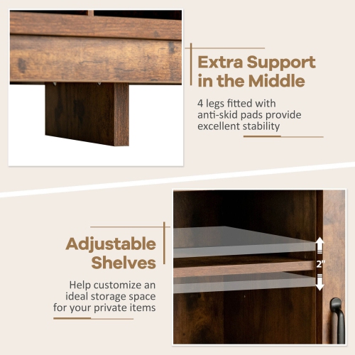 Gymax Buffet Storage Cabinet Farmhouse Sideboard w/9-Bottle Wine Rack & 2 Doors