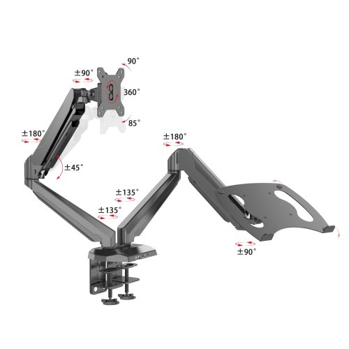 SHOPPINGALL Fully Adjustable Dual Gas Spring 2 in 1 Monitor & Laptop OR Dual Monitors Mount Stand for 15"-32" Monitors -SA-GM224U+D15 (BLACK) by SHOPPINGALL - Refurbished condition - Image 3