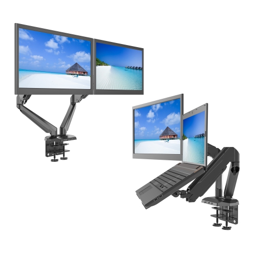 SHOPPINGALL Fully Adjustable Dual Gas Spring 2 in 1 Monitor & Laptop OR Dual Monitors Mount Stand for 15"-32" Monitors -SA-GM224U+D15 (BLACK) by SHOPPINGALL - Refurbished condition - Image 4