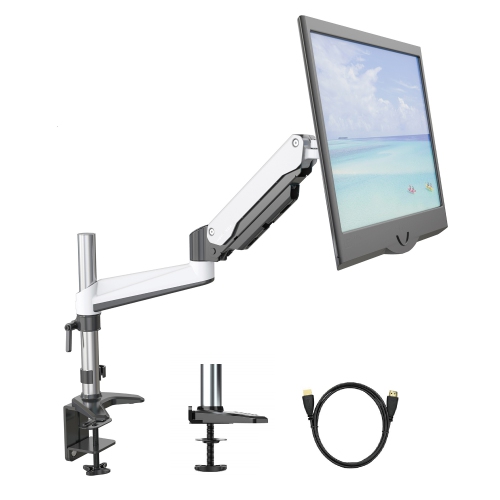 SHOPPINGALL  Refurbished (Excellent) - Fully Adjustable Single Gas Spring Lcd Monitor Mount Stand for 15”-32” Monitors-Sa-Ga12 (White)