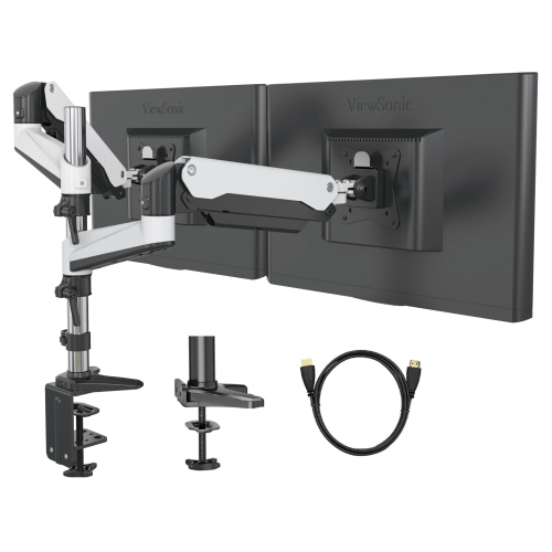 SHOPPINGALL  Refurbished (Excellent) - Fully Adjustable Dual Gas Spring Lcd Monitor Mount Stand for 15”-32” Monitors-Sa-Ga24 (White)