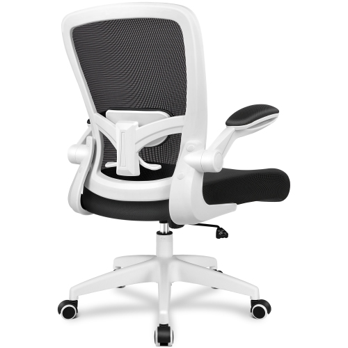 Fauteuil de bureau CoolHut - Chaise de bureau ergonomique avec soutien lombaire pivotant et accoudoirs rabattables - Noir