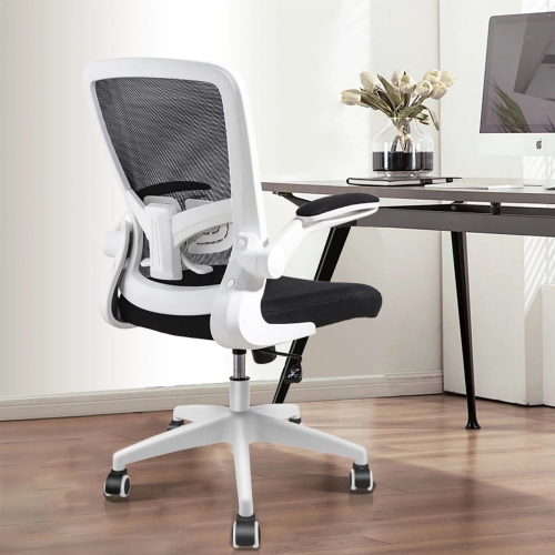 CoolHut Office Chair - Ergonomic Desk Chair with Swivel Lumbar Support and Flip up Arms - White