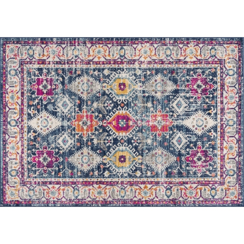 RUG BRANCH  Noor Traditional Moroccan Medallion Blue/beige Indoor Area Rug