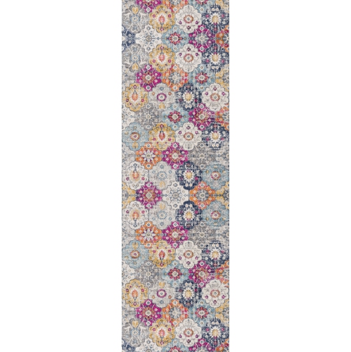 RUG BRANCH  Valencia Contemporary Vintage Floral Blue/grey Indoor Area Rug
