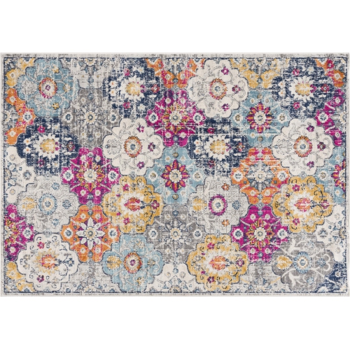 RUG BRANCH  Valencia Contemporary Vintage Floral Blue/grey Indoor Area Rug
