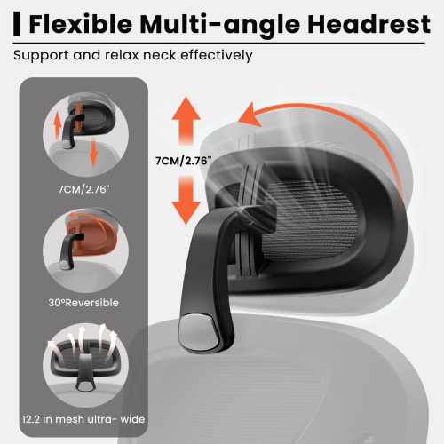 CoolHut Office Chair - Home Desk Chair, Comfy Breathable Mesh Task Chair, High Back Thick Cushion Computer Chair with Headrest and 3D Armrests,