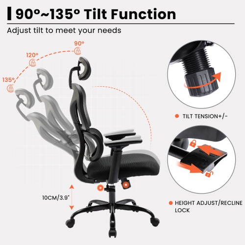 COOLHUT  Office Chair - Home Desk Chair, Comfy Breathable Mesh Task Chair, High Back Thick Cushion Computer Chair \w Headrest And 3D Armrests Worth to have this office chair