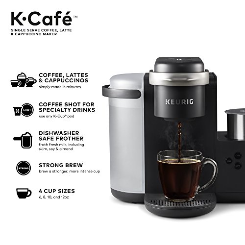 Keurig K-Cafe Single-Serve K-Cup Coffee Maker, Latte Maker and Cappuccino Maker, Comes with Dishwasher Safe Milk Frother, Coffee Shot Capability,