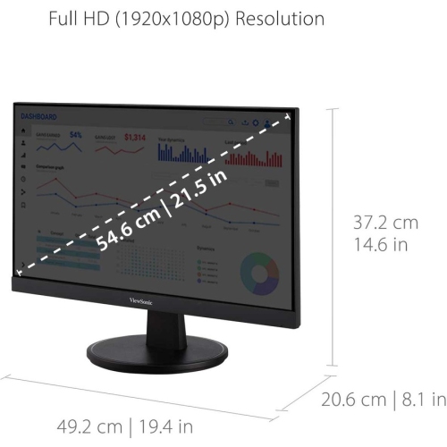 VIEWSONIC 22 MVA LCD MONITOR HDMI VGA FRAMELESS 1920X1080