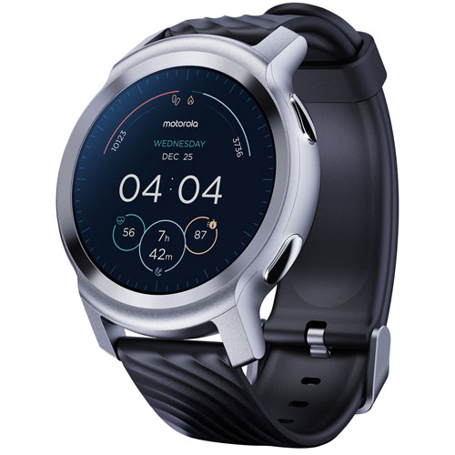 Motorola moto Watch 100 42mm Smartwatch with Heart Rate Monitor - Glacier Silver