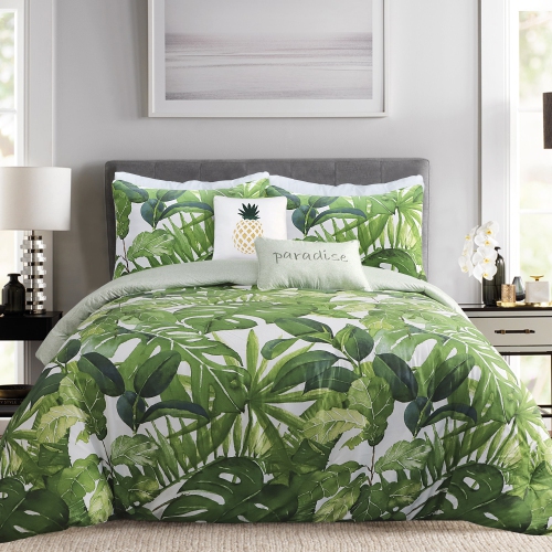 EnvioHome Microfiber Reversible 5 Piece Comforter Set, Rainforest, Queen