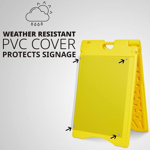 Jumbl A-Frame Signboard 22” x 28” Display Surface – Large Outdoor Sandwich Board w/Weather Resistant PVC Sign Protector & Sand Fill Holes – Dual