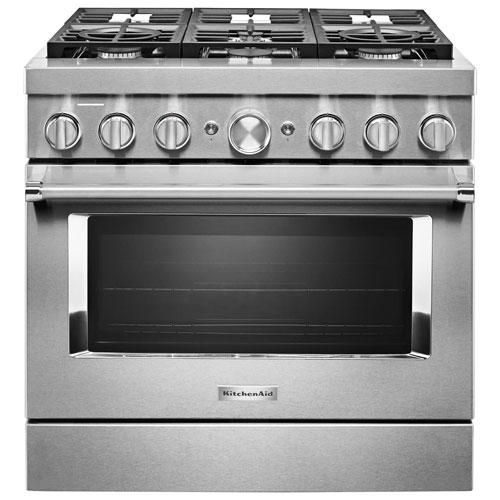 KitchenAid 36" Convection 6-Burner Dual Fuel Range -Stainless -Open Box -Scratch & Dent