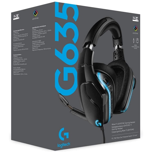 Refurbished - Logitech G635 DTS:X 7.1 Surround Sound LIGHTSYNC RGB PC Gaming Wired Headset