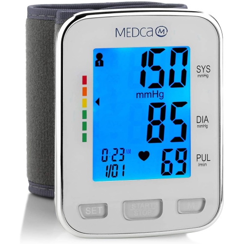 MEDCA  Blood Pressure Cuff Wrist - Blood Pressure Monitor And Portable Fully Automatic Bp Machine Band \w Large Backlit Lcd Display for Fast Accurate