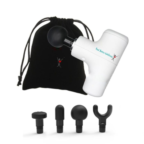 Feel Better Wellness - Prime Massage Gun with 6 Levels Speed up to 3200times/min, 6 Head Attachment allowing for 80mm deep muscle penetration, come with Drawstring Pocket