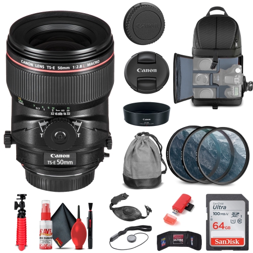 CANON  Ts-E 50MM F/2.8L Macro Tilt-Shift Lens (2273C002) + Filter Kit Starter Bundle