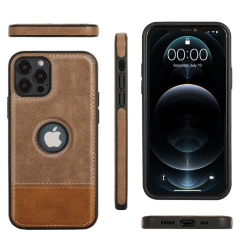 RichBoss Leather Case Ultra Thin Case High Quality Back Cover Business Shell Phone Case for iPhone 13 -Coffee