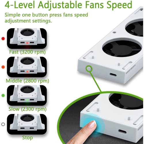 Support vertical + ventilateur refroidissement + station recharge Xbox Series S/ports USB - Blanc