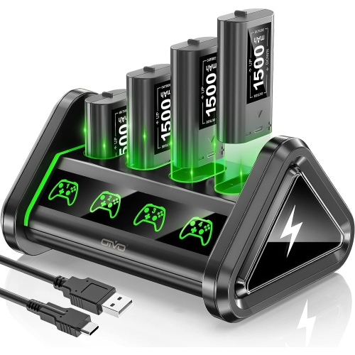 Batterie pour manette Xbox One/Xbox Series X, S, batterie rechargeable pour  Xbox avec 4 x 1200 mAh pour Xbox Series