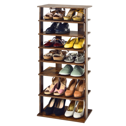 Topbuy 7-Tier Shoe Rack Free Standing Shelf Storage Modern Shoe Rack Organizer Brown/Black/White