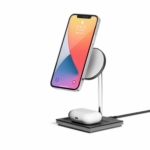 Native Union Rise 2-in-1 Wireless Charger MagSafe Compatible Slate Wireless Charging SNAP2IN1WLBLK