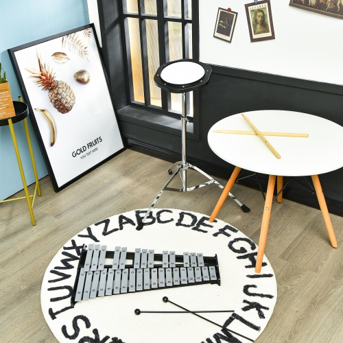 TopBuy – Trousse de sonnette Xylophone percussion à support réglable et bloc d’entraînement de 8 po, 32 notes