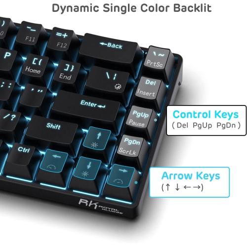 RK ROYAL KLUDGE RK68 Wireless Hot Swappable 65% Mechanical Keyboard, 60% 68 Keys Compact Bluetooth Gaming Keyboard with Stand-Alone Arrow/Control