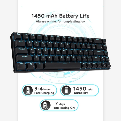 RK ROYAL KLUDGE RK68 Wireless Hot Swappable 65% Mechanical Keyboard, 60% 68 Keys Compact Bluetooth Gaming Keyboard with Stand-Alone Arrow/Control