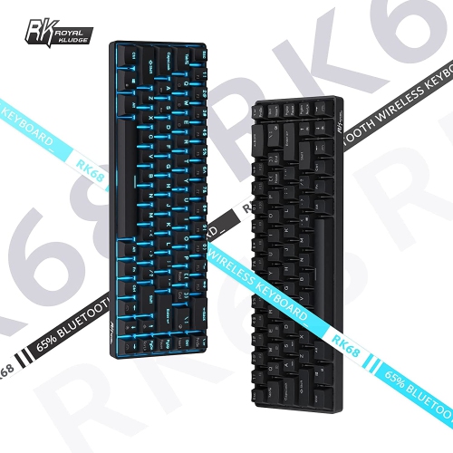 RK ROYAL KLUDGE RK68 Wireless Hot Swappable 65% Mechanical Keyboard, 60% 68 Keys Compact Bluetooth Gaming Keyboard with Stand-Alone Arrow/Control