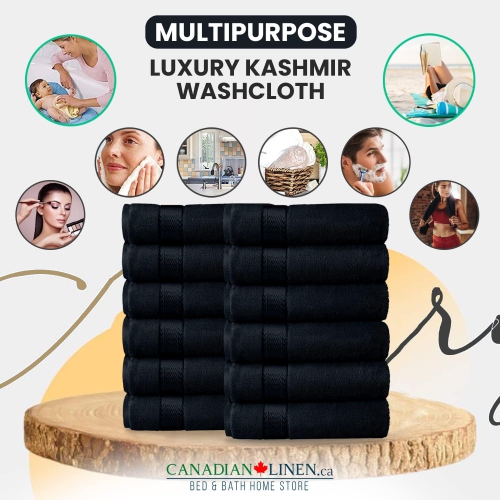 Canadian Linen Luxury Washcloths Set, 12 Pieces Face Towels 12"x12" 475 GSM Aegean Turkish Cotton Bathroom Towels Soft Absorbent Face Cloth