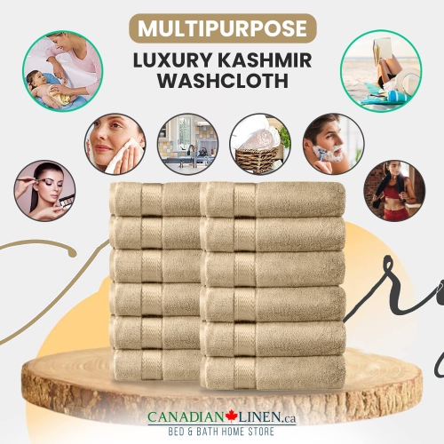 Canadian Linen Luxury Washcloths Set, 12 Pieces Face Towels 12"x12" 475 GSM Aegean Turkish Cotton Bathroom Towels Soft Absorbent Face Cloth