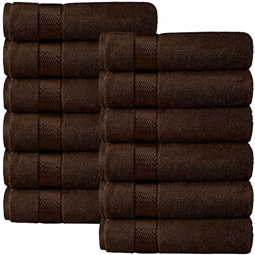 Canadian Linen Luxury Washcloths Set, 12 Pieces Face Towels 12"x12" 475 GSM Aegean Turkish Cotton Bathroom Towels Soft Absorbent Face Cloth