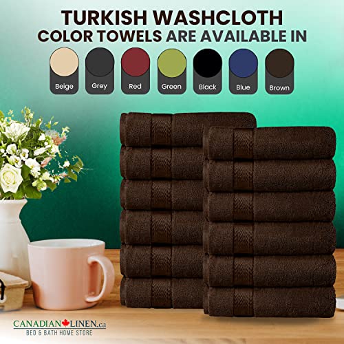 Canadian Linen Luxury Washcloths Set, 12 Pieces Face Towels 12"x12" 475 GSM Aegean Turkish Cotton Bathroom Towels Soft Absorbent Face Cloth