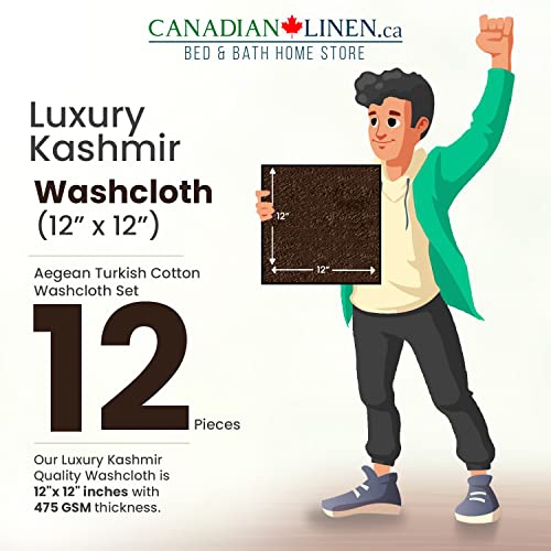 Canadian Linen Luxury Washcloths Set, 12 Pieces Face Towels 12"x12" 475 GSM Aegean Turkish Cotton Bathroom Towels Soft Absorbent Face Cloth