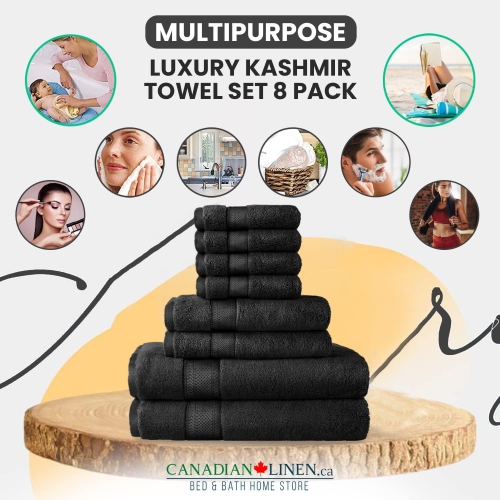 Canadian Linen Luxury Turkish Cotton Bathroom Towel Set 8 Pack 2 Large Bath Towels, 2 Hand Towels, 4 Washcloth Soft Absorbent Quick Dry Spa Shower