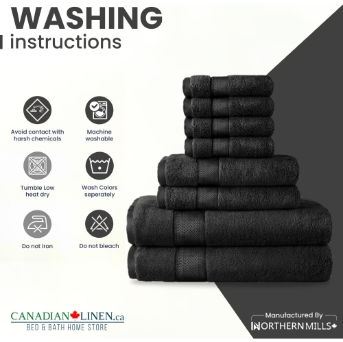 Canadian Linen Luxury Turkish Cotton Bathroom Towel Set 8 Pack 2 Large Bath Towels, 2 Hand Towels, 4 Washcloth Soft Absorbent Quick Dry Spa Shower