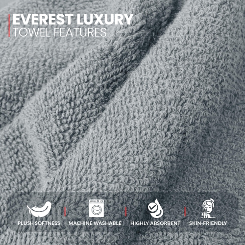 Canadian Linen Everest – Serviettes de bain de luxe, 26 x 52&nbsp;po, paq. 4, absorbantes, 100 % coton, léger, séchage rapide pour la maison, le gym,