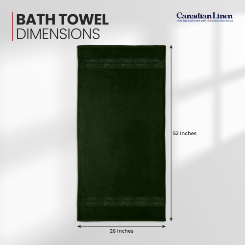 Canadian Linen Everest Luxury Bath Towels, 26”x52”, 4 Pack, 100% Cotton Soft Absorbent Lightweight Quick Dry Towels for Home,Gym, Airbnb, Hunter Green