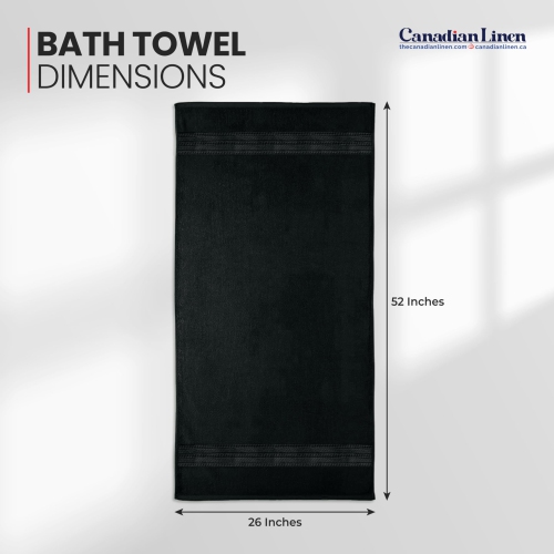 Canadian Linen Everest Luxury Bath Towels, 26”x52”, 4 Pack, 100% Cotton Quick Dry Soft Absorbent Lightweight Towels for Home, Hair Salons, Spa, Black