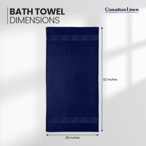 Canadian Linen Everest Luxury Bath Towels, 26”x52”, 4 Pack, Soft Absorbent Lightweight Quick Dry 100% Cotton Towels for Home, Pools, Resort, Navy Blue