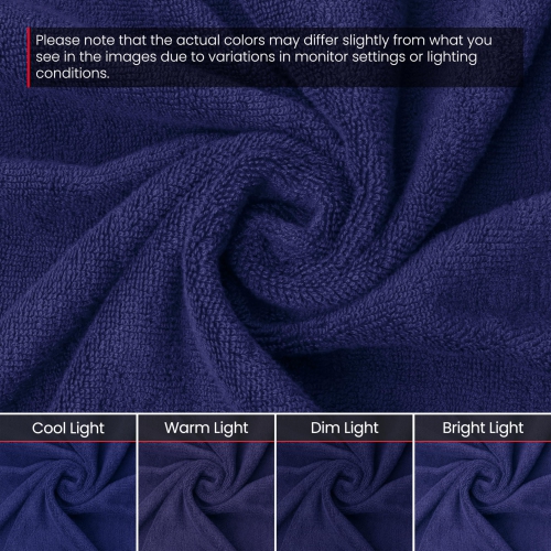 Canadian Linen Everest Luxury Bath Towels, 26”x52”, 4 Pack, Soft Absorbent Lightweight Quick Dry 100% Cotton Towels for Home, Pools, Resort, Navy Blue