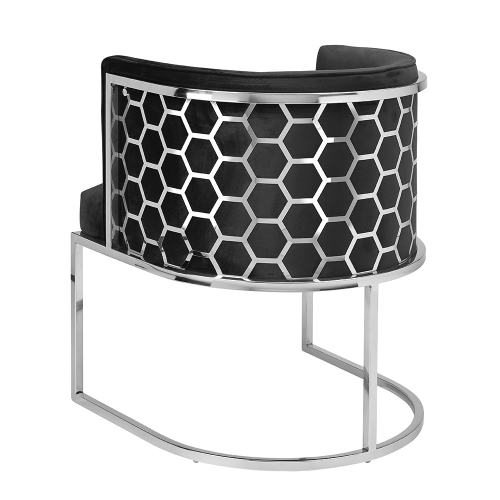 Black Velvet Honeycomb Accent Chair in Chrome