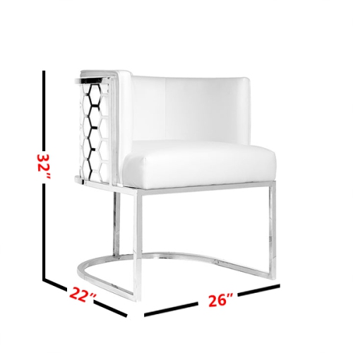 White Velvet Honeycomb Accent Chair in Chrome